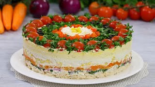 СЛОЁНЫЙ САЛАТ "ЗАСТОЛЬНЫЙ ГОСТЬ" (НА ПРАЗДНИЧНЫЙ СТОЛ!) ☆ Layered Holiday Salad ☆ Марьяна