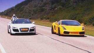 Audi R8 V10 Spyder vs Lamborghini Gallardo vs BMW S1000RR