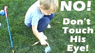 My three year old fishing behind our house