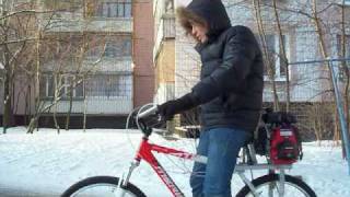 Мотовелосипед козлит /motorized bike on Honda GXH50 + CVT take off