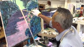 絵画歴５０年以上のベテラン画家・三谷文男氏による風景画の制作風景