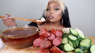 SAUSAGE, CUCUMBERS AND RICE 먹방 MUKBANG