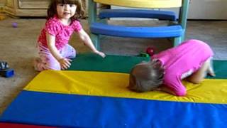 1 Year Old Twin Baby Gymnast:  Forward Rolls!