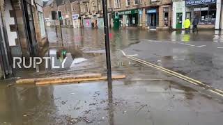 UK: Streets submerged by water in Matlock following Storm Franklin flooding
