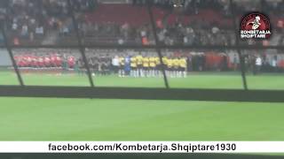 Këndohet himni shqiptar për herë të parë në "Elbasan Arena"