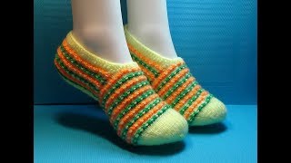 Вязание спицами домашние тапочки -следки #170