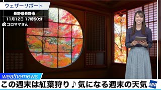 週末は各地で晴天東北南部から西日本は紅葉が見頃に
