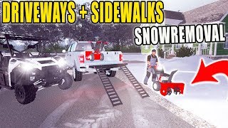 WALK BEHIND SNOWBLOWER | CLEARING DRIVEWAYS + SIDEWALKS | FARMING SIMULATOR 2017