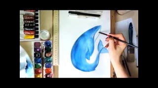 How to Draw a whale (time lapse) Как рисовать кита water collor