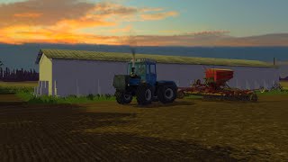 FS15 |УкрАгро| ХТЗ - 17021 посев пшеницы на закате дня...