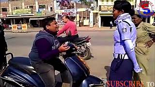 Lady Traffic Police VS School Boy II Helmet Checking !!! ??
