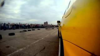 Параллельный слалом. Mitsubishi. Вид с заднего крыла.