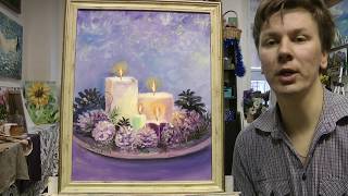 Новогодний рождественский натюрморт со свечами