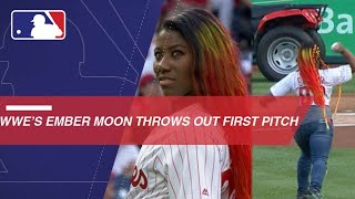 WWE superstar Ember Moon throws out the first pitch in Philly