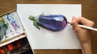 Как нарисовать БАКЛАЖАН акварелью