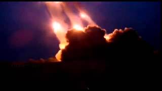 Залп РСЗО 'Ураган' ВСУ по позициям террористов  Multiple Rocket Launcher 'Uragan