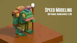 Reptile King - Speed Modeling - MagicaVoxel