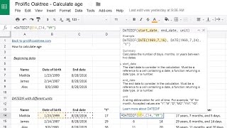 Google Sheets - Calculate Age in Days, Months, or Years