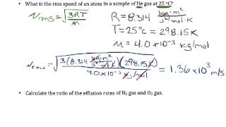 Practice Exercises p 406 408 rms speed and Effusion Rates