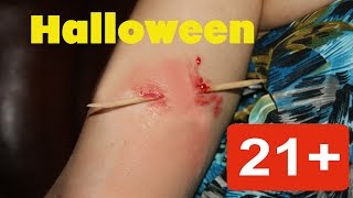 Как проткнуть руку шпашкой для Хэллоуина  Halloween