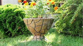 Декор вазы из цемента под природный камень  / Imitation natural stonestone / A - Video