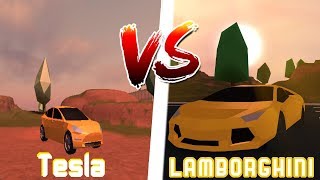 Lamborghini -2 level engine- VS Tesla -5 level engine- Jailbreak [ROBLOX]