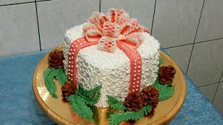 УКРАШЕНИЕ ТОРТОВ , ТОРТ К НОВОМУ ГОДУ "ПОДАРОК", cake decoration