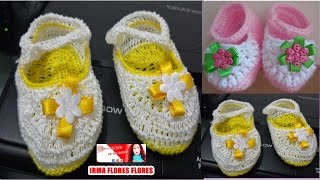 ZAPATOS P TEJIDOS A CROCHET PARA BEBE DE 6 MESE A 1 AÑO. PASO A PASO