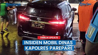 Insiden Mobil Dinas Kapolres parepare terperosok keselokan