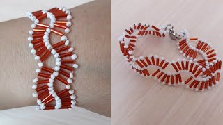 Браслет из бисера Нежный веер/Bead bracelet Gentle fan