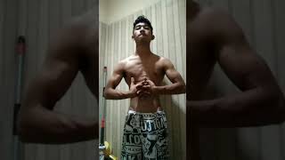 Boy muscle flexing