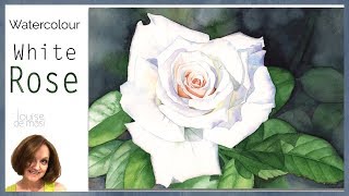 Realistic Rose Watercolour Painting Tutorial // How To Paint a White Rose