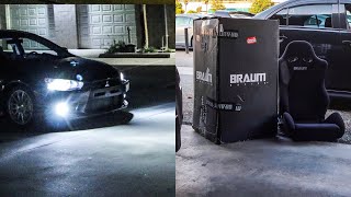 Evo X gets BRAUM Seats (unboxing) | LED EVERYTHING