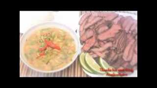 Cambodian Spicy Herbs Dipping Sauce and Grilled Beef: Tuek Prahok Sach Ko Aing