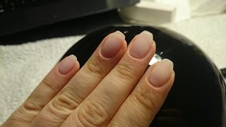 Short coffin shaped nail using Gelish soak off gel