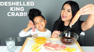 DESHELLED KING CRAB LEGS WITH BLOVESLIFE SMACKALICIOUS SAUCE AND GARLIC BUTTER SAUCE MUKBANG!!