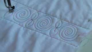 Machine Quilted Spirals with leaves by Donna Ward