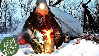 ???? Одиночный поход зимой с ночевкой в палатке Готовлю пельмени Бушкрафт в лесу