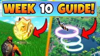 Fortnite WEEK 10 CHALLENGES GUIDE! – SKYDIVE RINGS, Treasure MAP, CHESTS, (Battle Royale Season 4)
