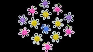 Цветы из резинок (второй вариант). На станке Monster Tail. Flowers of loom bands.