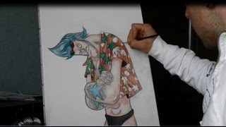 Disegno su tela con acquerelli -(Franky) One Piece-