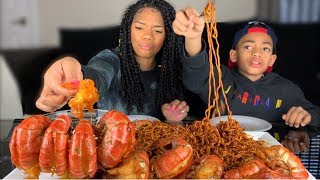 HUGE PRAWNS WITH BLACK BEAN NOODLES (JJAJANGMYEON ) ?