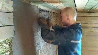 штукатурка по соломе, rammed straw, Stampfstroh