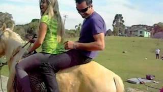 gordinha subindo no cavalo