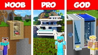 Minecraft NOOB vs PRO vs GOD: MODERN MOUNTAIN HOUSE BUILD CHALLENGE in Minecraft / Animation