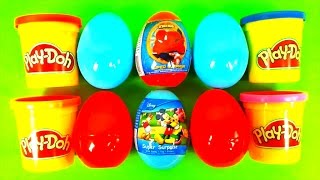Play Doh Surprise Eggs Spiderman Egg Surprise Disney Thomas The Train Cars Playdough Huevos Sorpresa