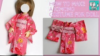 【 nideru 】 全高約 27cm サイズ カスタムドール コスチューム 浴衣 着物 作り方 how to make a kimono costume for doll 幼ＳＤ ボークスなど