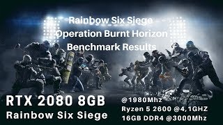 Rainbow six siege RTX 2080 8GB Benchmarks, Operation Burnt Horizon (Ryzen 5 2600 @4,1GHZ)