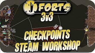 Forts Multiplayer 3v3 Gameplay Awesome Checkpoints Map, Sticky Situation [Forts Workshop]