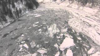 Valdez Alaska: Massive Avalanche and ice dam in Keystone Canyon